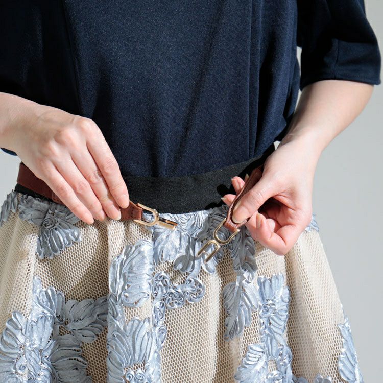 大きいサイズ レディース ビットデザイン細ゴムベルト　art-dgnl　【メール便可】