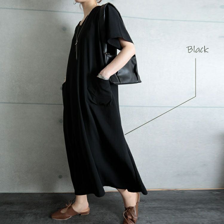 大きいサイズ レディース 麻調ツイルロングワンピース　bai-0096