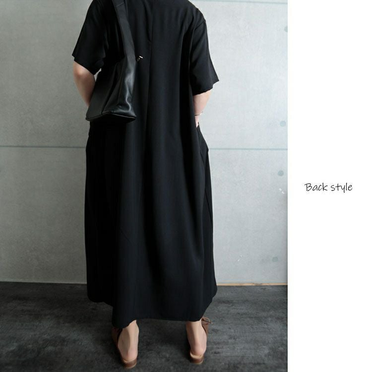 大きいサイズ レディース 麻調ツイルロングワンピース　bai-0096