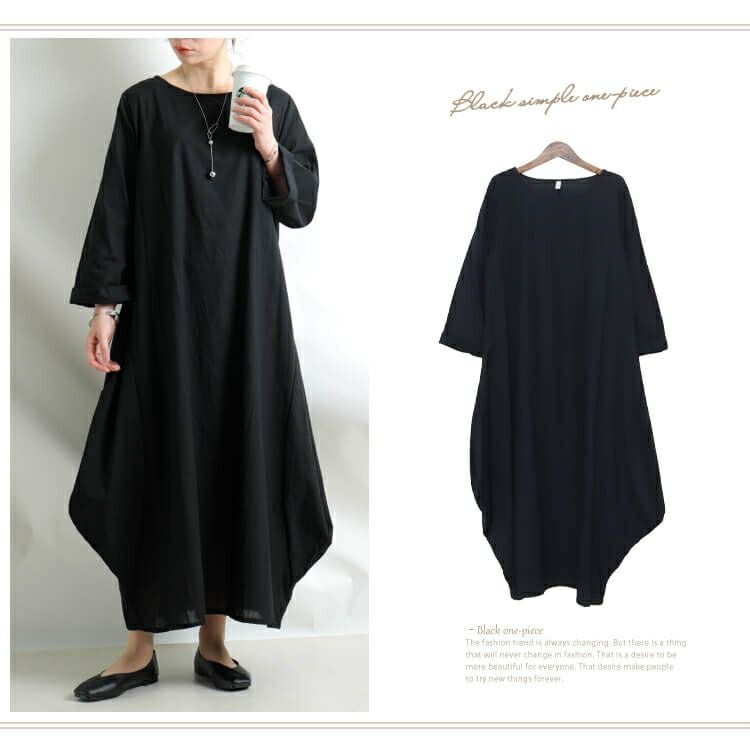 大きいサイズ レディース コクーンシルエットコットンワンピース　goldy-902 【メール便可】