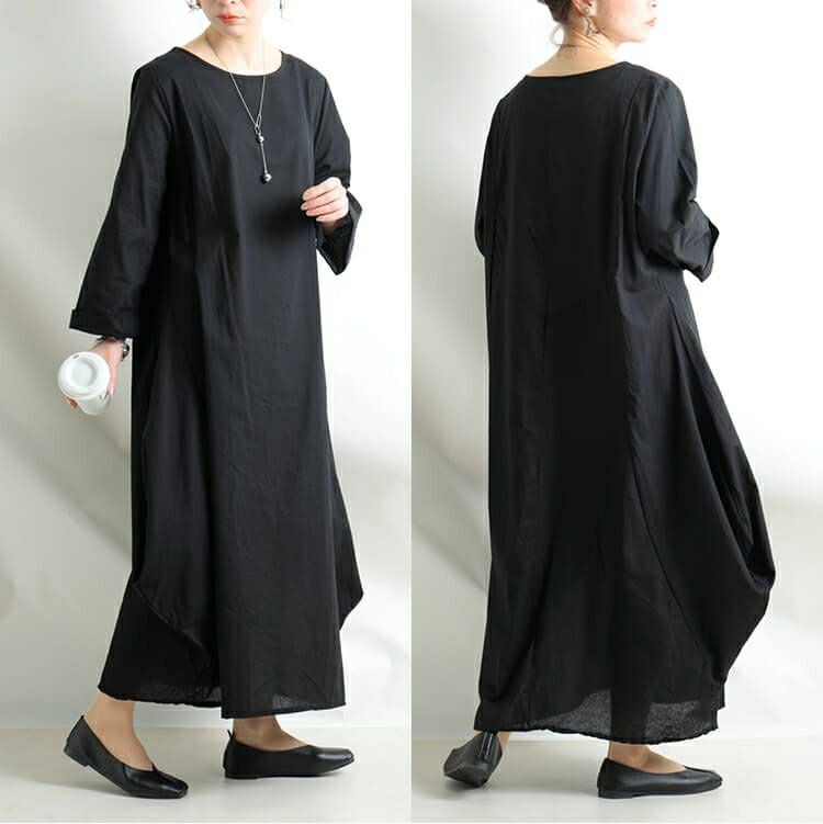 大きいサイズ レディース コクーンシルエットコットンワンピース　goldy-902 【メール便可】