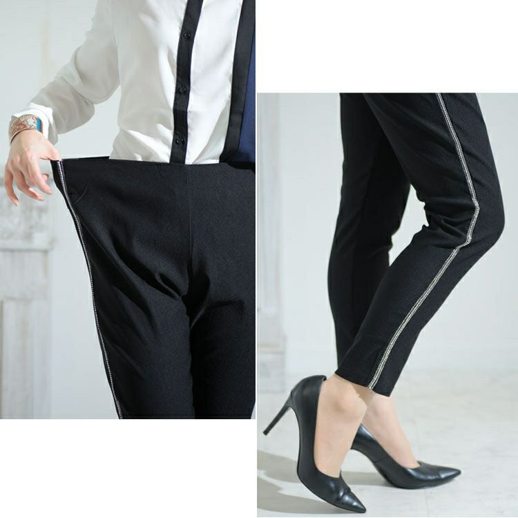 大きいサイズ レディース ハイパーストレッチビジューラインスキニーパンツ　jp413