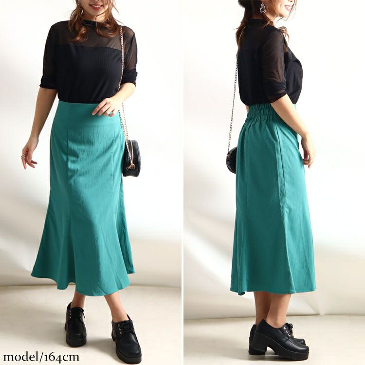 大きいサイズ レディース チュール切替えハイネックリブトップス　jp337 【メール便可】