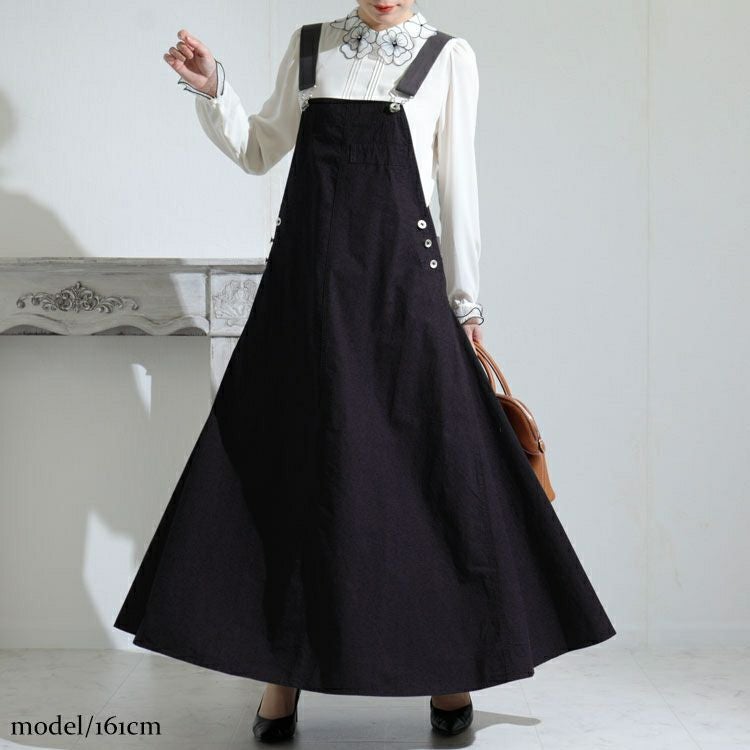 大きいサイズ レディース 肩紐フェイクレザーサロペットワンピース　sw-0441