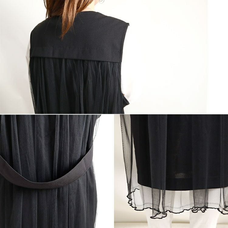 大きいサイズ レディース バックチュール切替えロングジレ　maru-6499