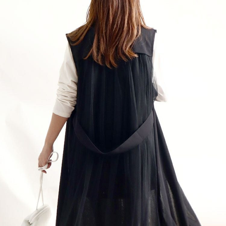 大きいサイズ レディース バックチュール切替えロングジレ　maru-6499