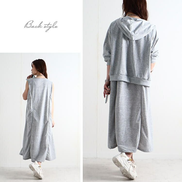 大きいサイズ レディース パーカー＆ノースリーブワンピースセット　goldy-919