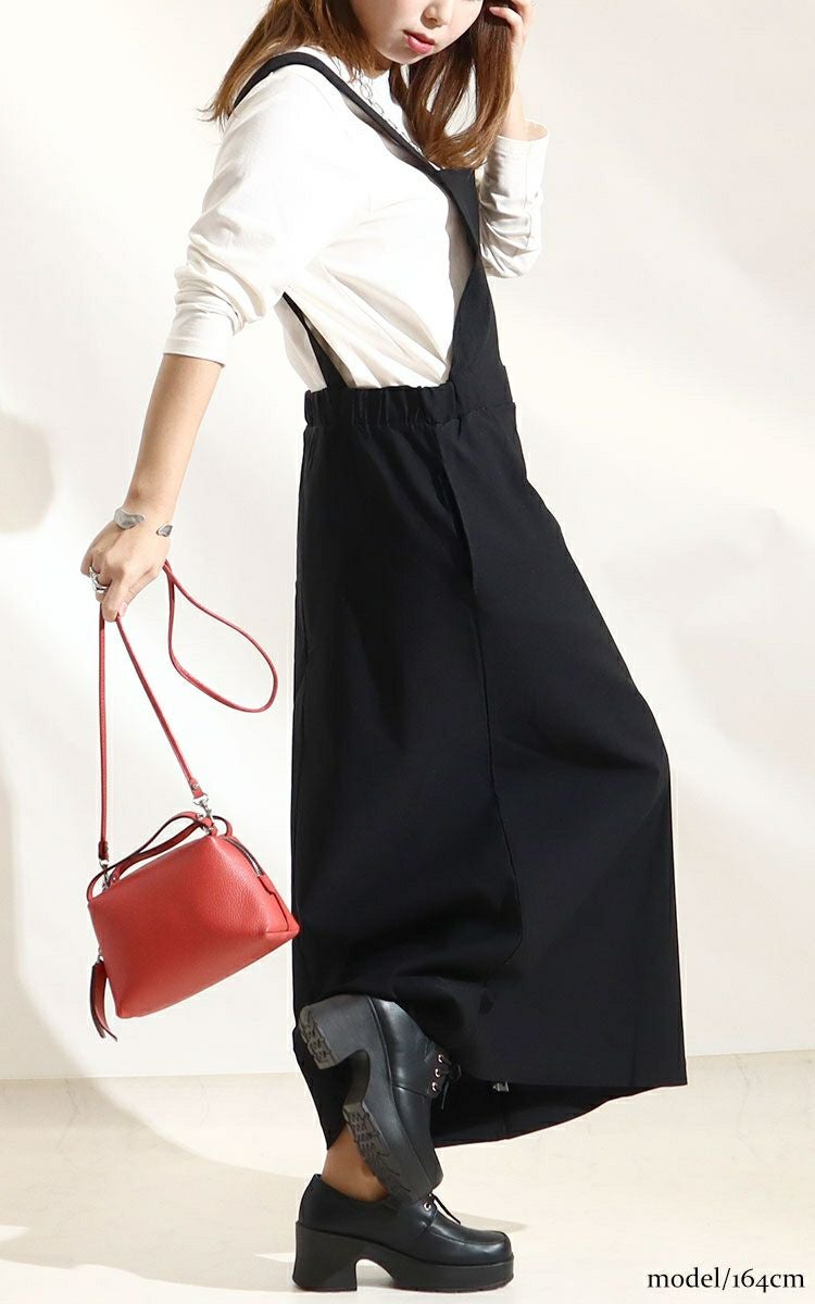 大きいサイズ レディース ストレッチツイルロングジャンパースカート　maru-6488