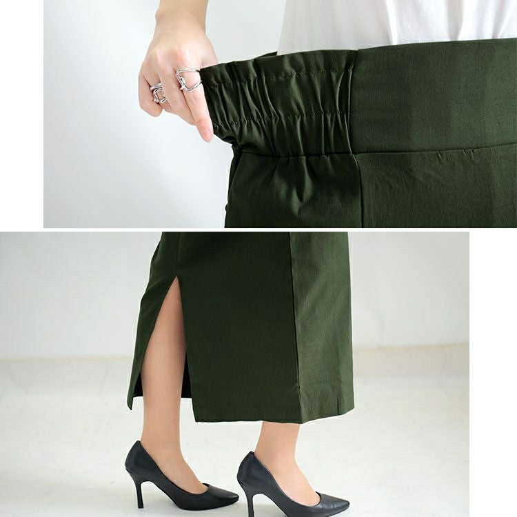 大きいサイズ レディース ストレッチツイルバックスリットナロースカート　maru-6487