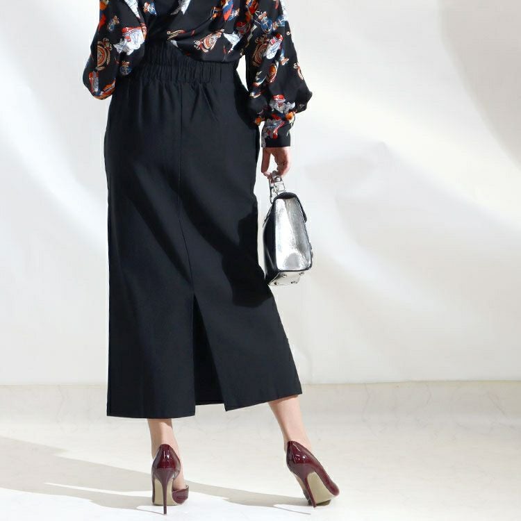 大きいサイズ レディース ストレッチツイルバックスリットナロースカート　maru-6487