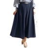 大きいサイズ レディース ストレッチカットソーフレアロングスカート　maru-6490 ネイビー