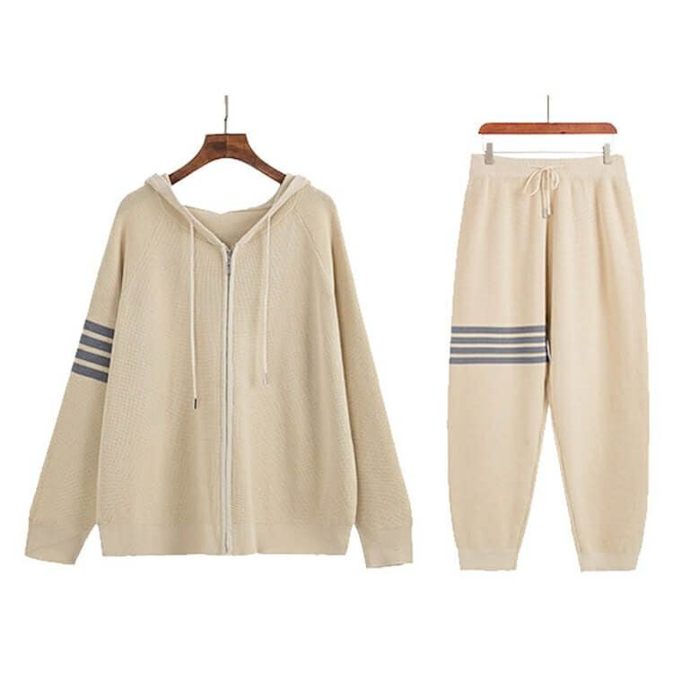 大きいサイズ レディース ラインデザインパーカー＆パンツセット　goldy-941