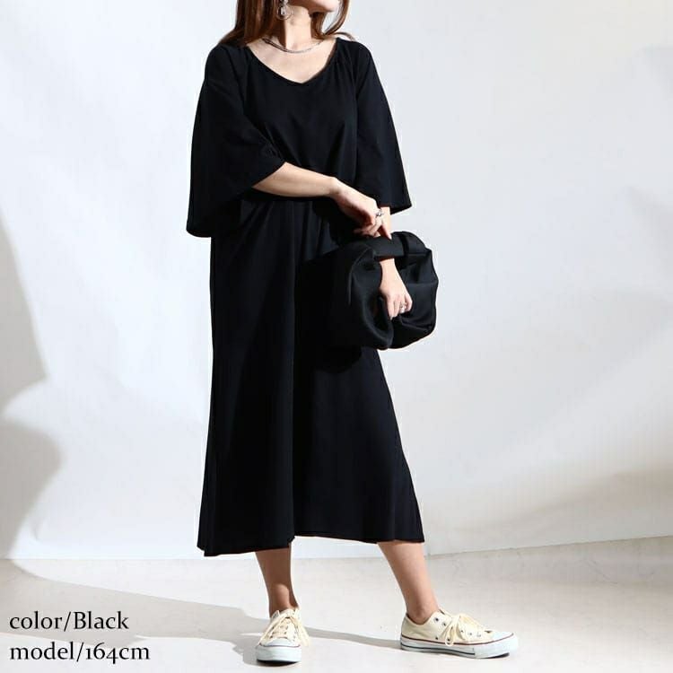大きいサイズ レディース カットソーティアードワンピース　fem-216