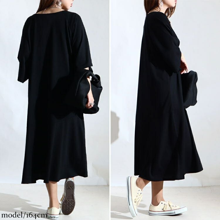 大きいサイズ レディース カットソーティアードワンピース　fem-216