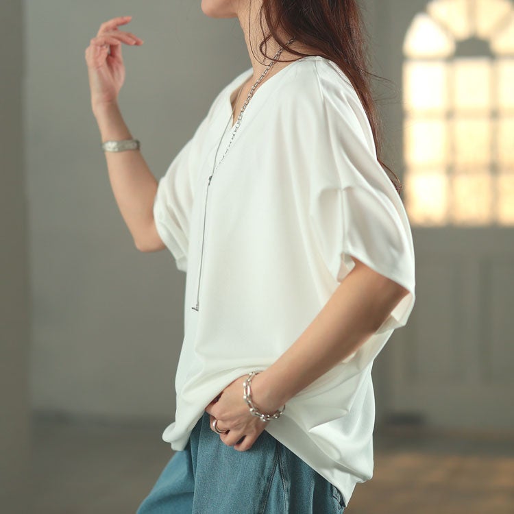 大きいサイズ レディース 接触冷感＆UVカット肩タックドルマンプルオーバー　mncut-122106