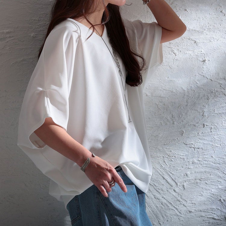 大きいサイズ レディース 接触冷感＆UVカット肩タックドルマンプルオーバー　mncut-122106