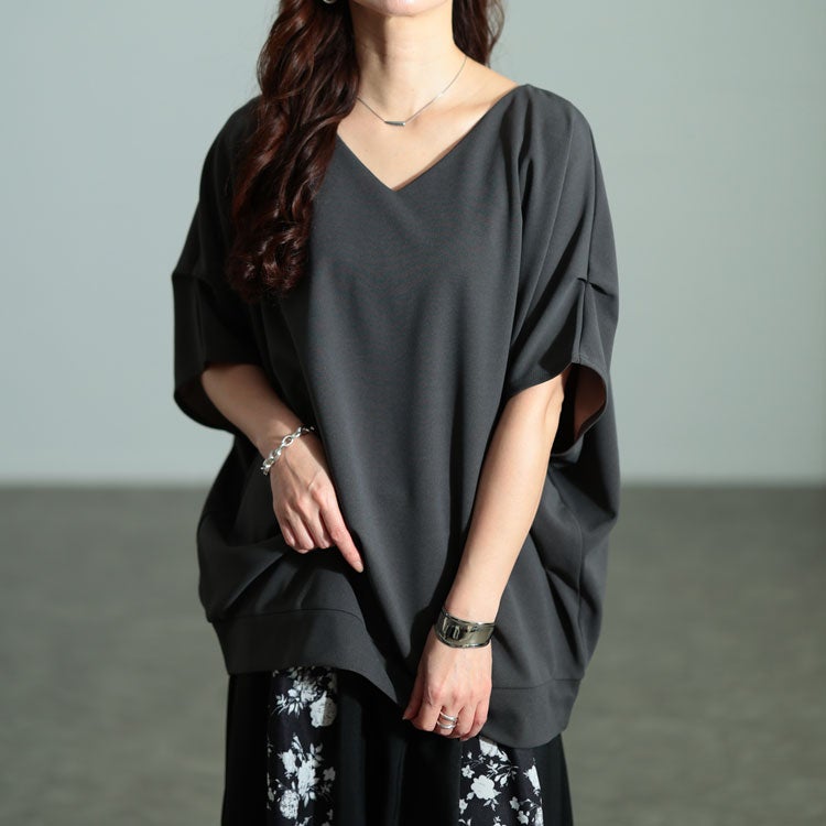 大きいサイズ レディース 接触冷感＆UVカット肩タックドルマンプルオーバー　mncut-122106