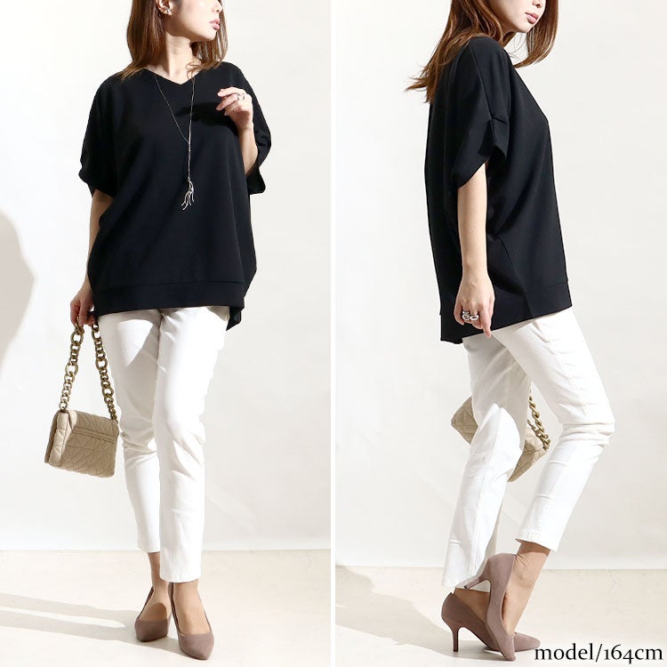 大きいサイズ レディース 接触冷感＆UVカット肩タックドルマンプルオーバー　mncut-122106