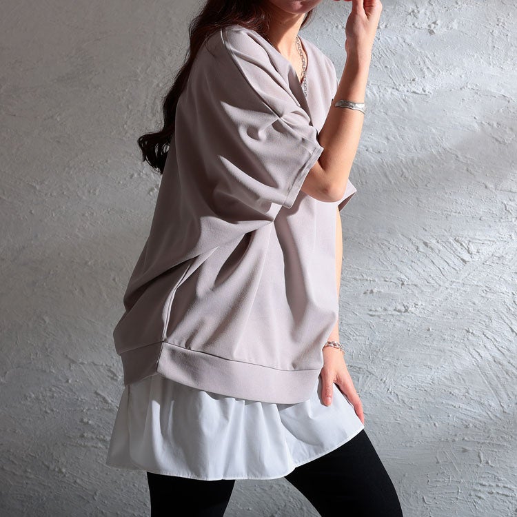 大きいサイズ レディース 接触冷感＆UVカット肩タックドルマンプルオーバー　mncut-122106