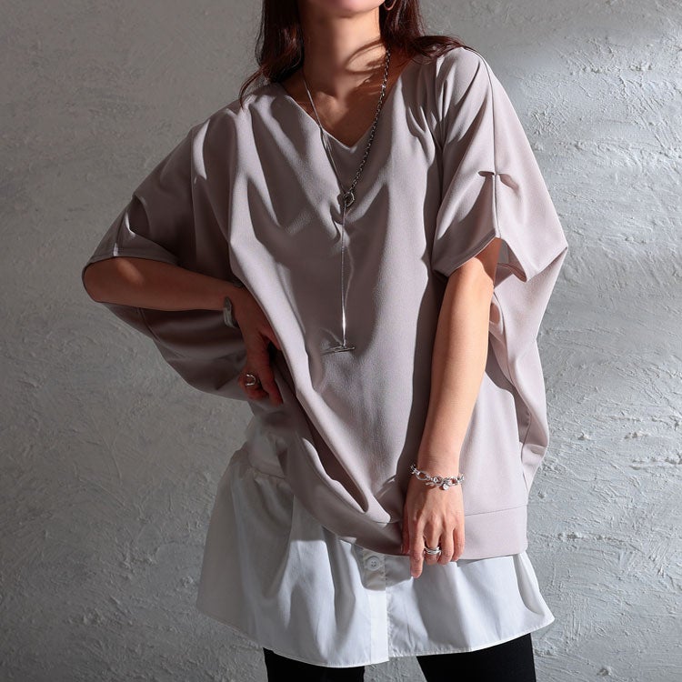 大きいサイズ レディース 接触冷感＆UVカット肩タックドルマンプルオーバー　mncut-122106