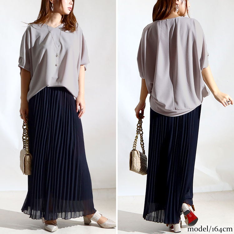 大きいサイズ レディース 接触冷感＆UVカット肩タックドルマンプルオーバー　mncut-122106