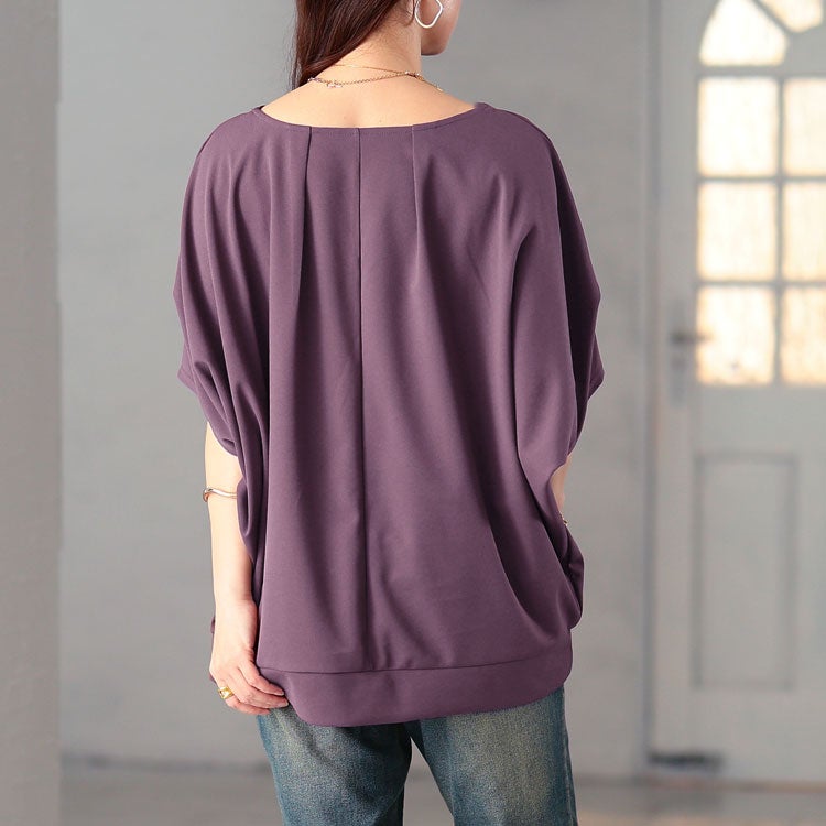 大きいサイズ レディース 接触冷感＆UVカット肩タックドルマンプルオーバー　mncut-122106