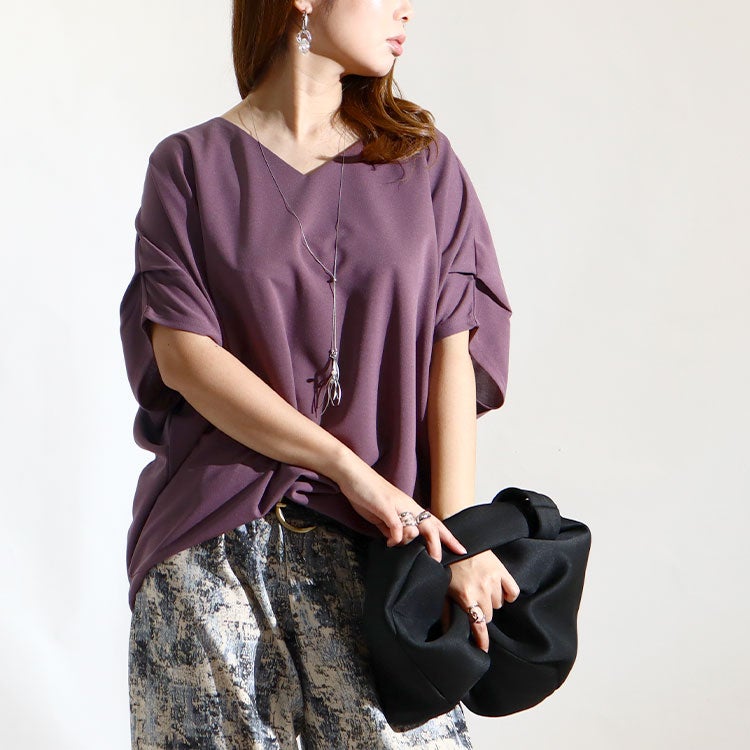 大きいサイズ レディース 接触冷感＆UVカット肩タックドルマンプルオーバー　mncut-122106