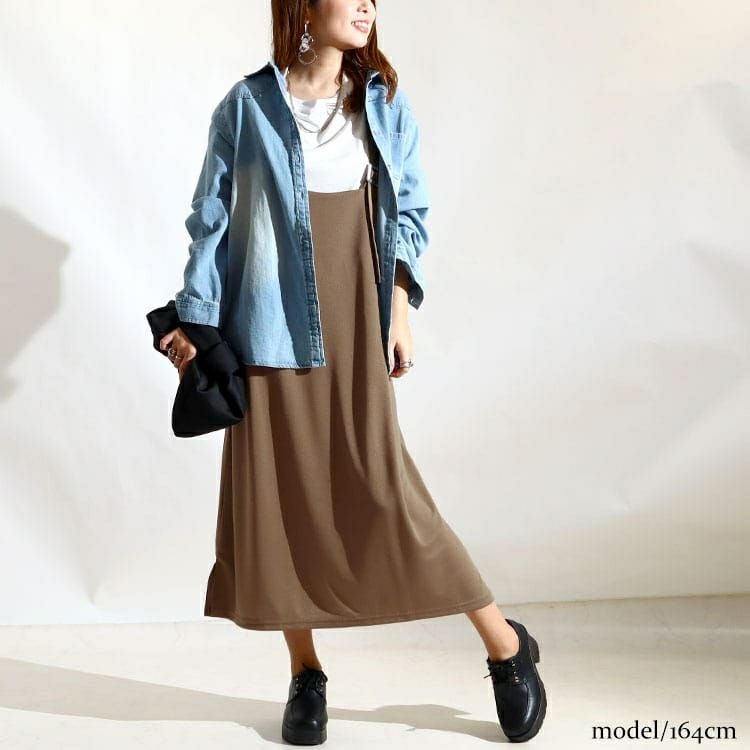 大きいサイズ レディース 2点セットジャンパースカート＆Tシャツ　mncut-122134