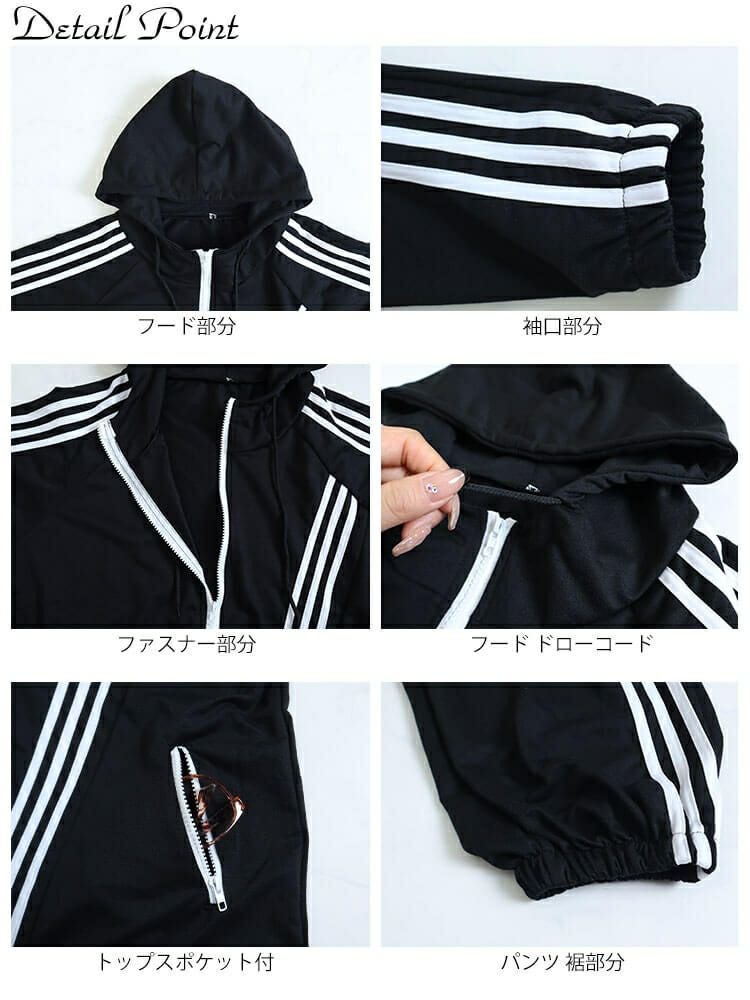 大きいサイズ レディース アシンメトリーラインパーカー＆パンツセット　goldy-918