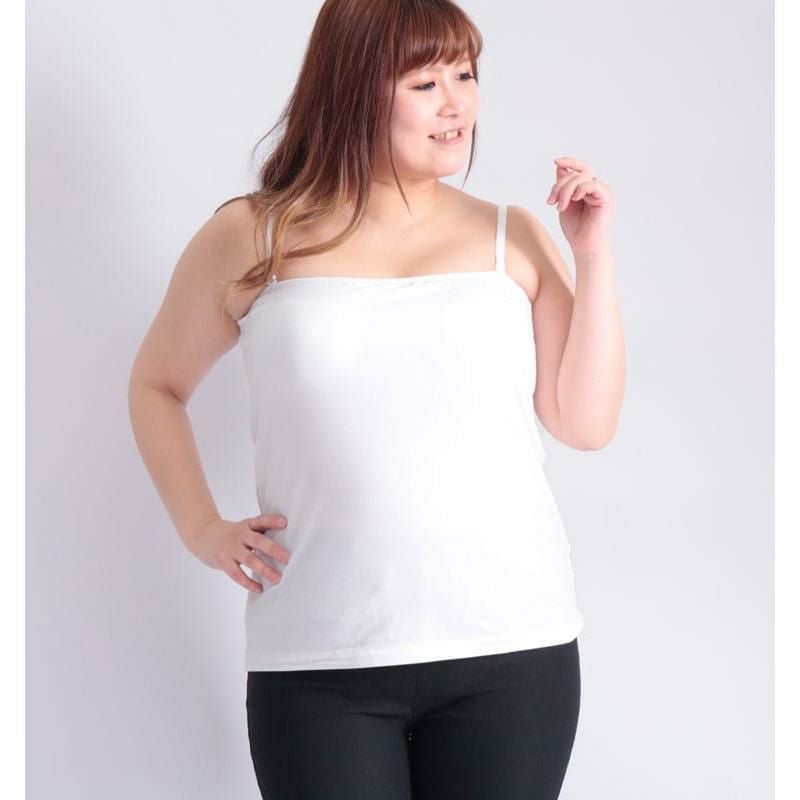 大きいサイズ レディース 接触冷感ブラカップ付きチューブトップキャミソール　toyo-012a 【メール便可】 オフホワイト