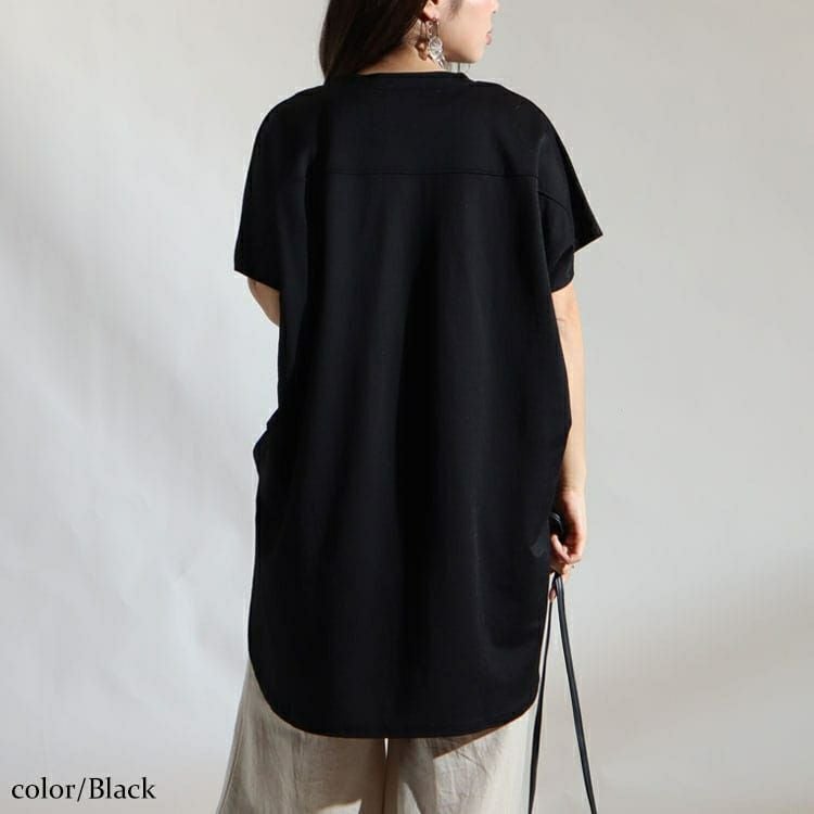 大きいサイズ レディース 鹿の子スキッパーシャツチュニック　mncut-122112 【メール便可】