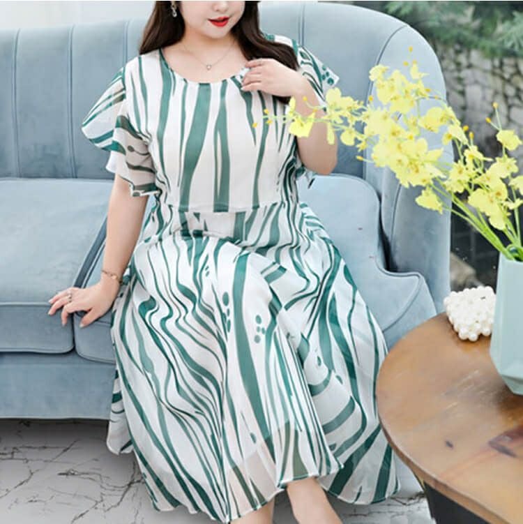 大きいサイズ レディース シースルー半袖フレアワンピース　goldy-932 【ゆうパケット可】