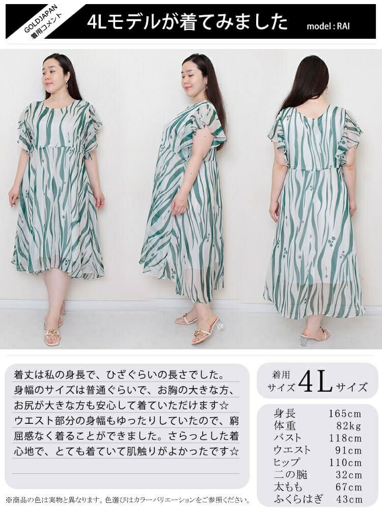 大きいサイズ レディース シースルー半袖フレアワンピース　goldy-932 【ゆうパケット可】