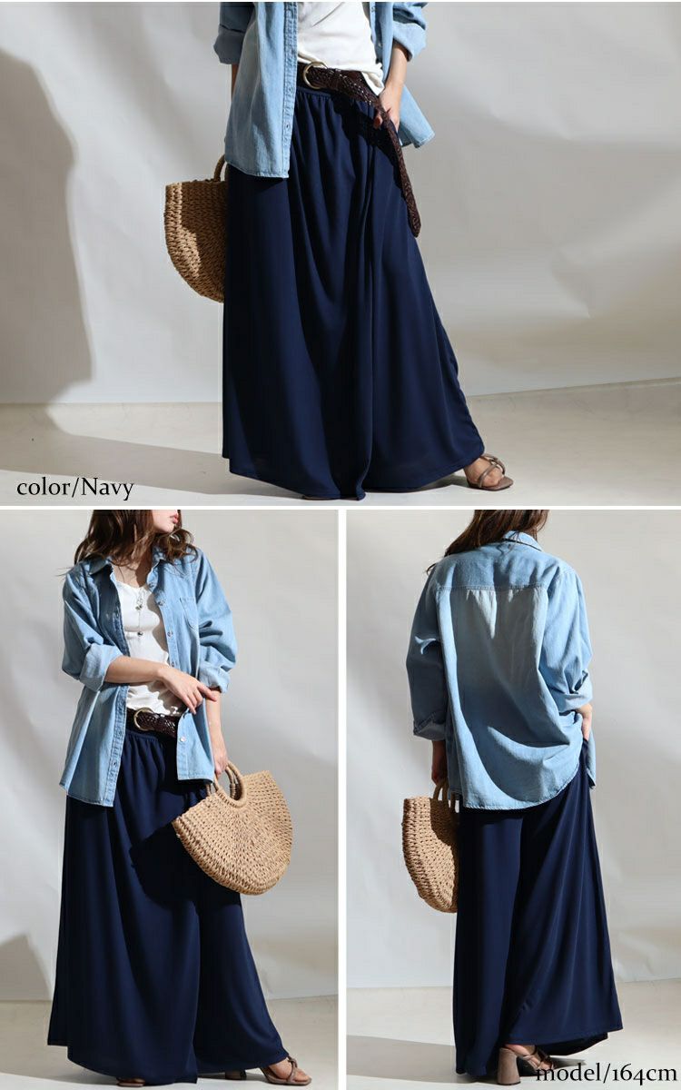 大きいサイズ レディース スカート風カフェパンツ　sw-0443