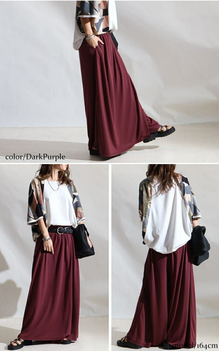大きいサイズ レディース スカート風カフェパンツ　sw-0443
