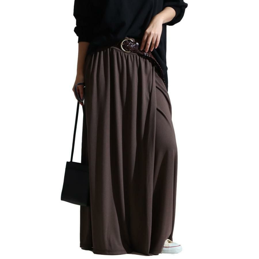 大きいサイズ レディース スカート風カフェパンツ　sw-0443 ブラウン