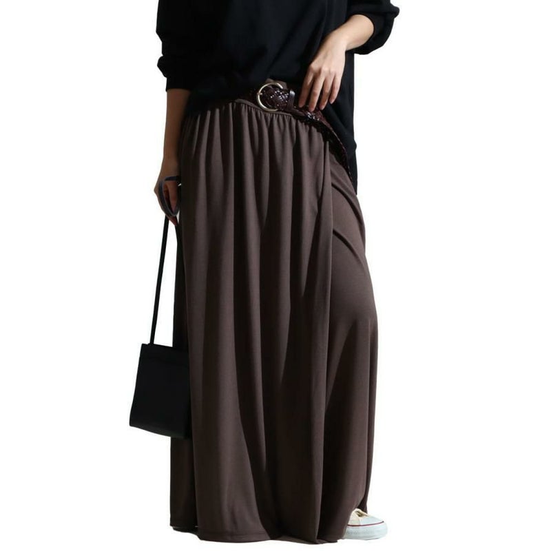 大きいサイズ レディース スカート風カフェパンツ　sw-0443 ブラウン