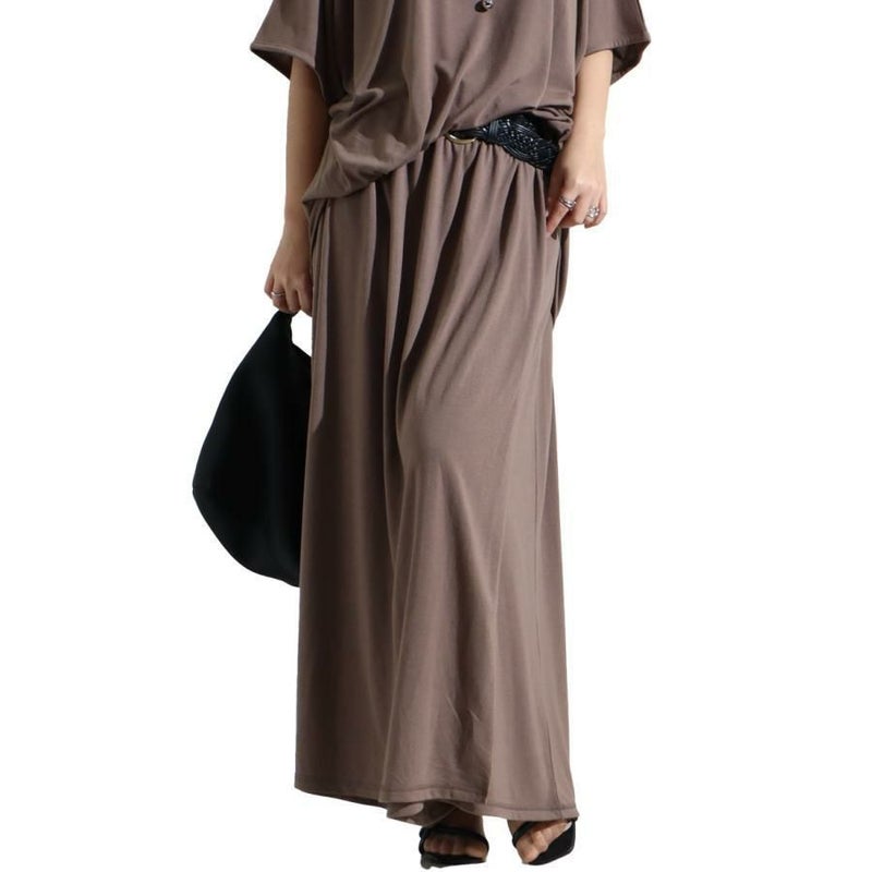 大きいサイズ レディース スカート風カフェパンツ　sw-0443 モカ