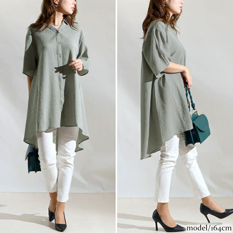 大きいサイズ レディース シャツチュニック　map-20