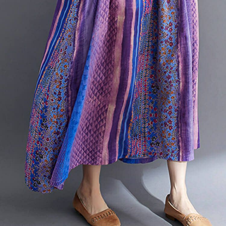 大きいサイズ レディース パープルフラワーワンピース　goldy-969 【メール便可】