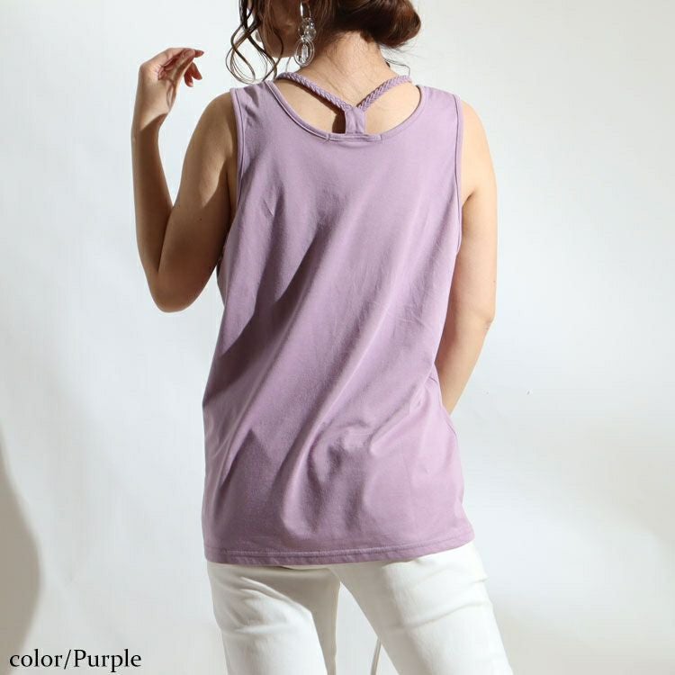 大きいサイズ レディース 吸水速乾三つ編みタンクトップ　mncut-122217 【メール便可】