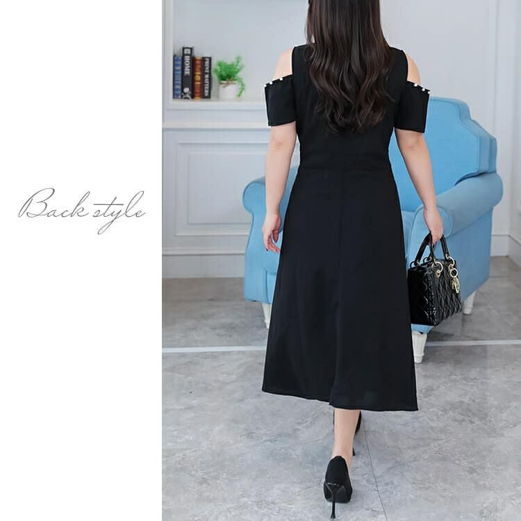 大きいサイズ レディース ショルダーカットパールワンピース　goldy-935 【ゆうパケット可】