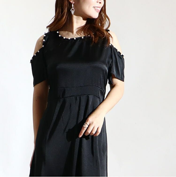 大きいサイズ レディース ショルダーカットパールワンピース　goldy-935 【ゆうパケット可】