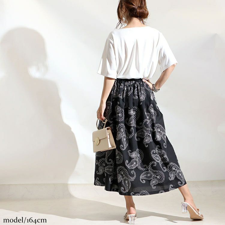 大きいサイズ レディース ペイズリー柄刺繍ロングスカート　u2-0042