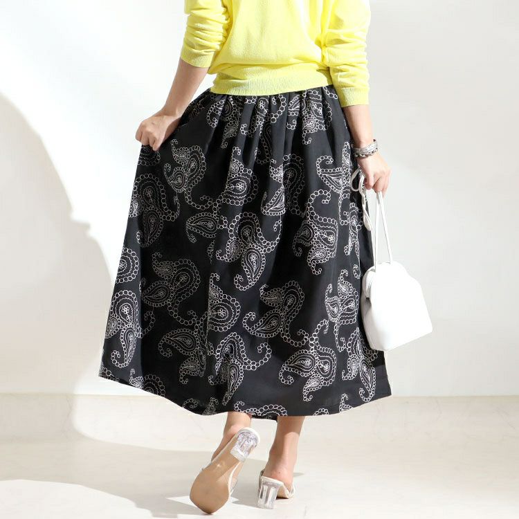 大きいサイズ レディース ペイズリー柄刺繍ロングスカート　u2-0042