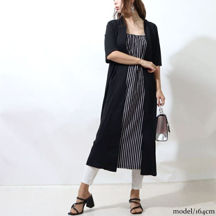 大きいサイズ レディース ストライプ柄フェイクワンピース　u2-0039