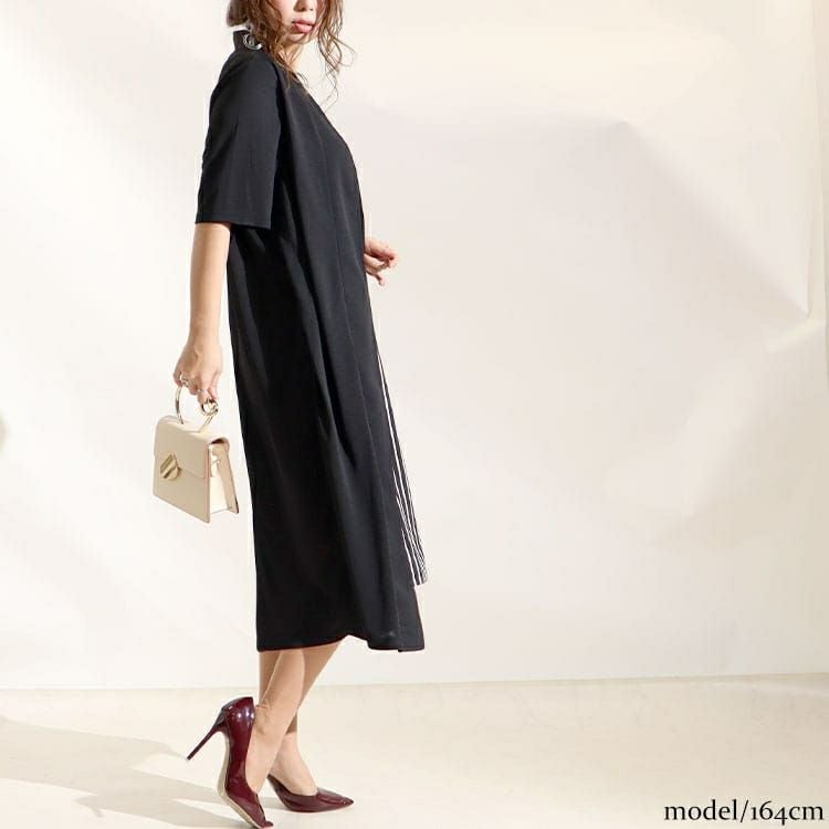 大きいサイズ レディース ストライプ柄フェイクワンピース　u2-0039