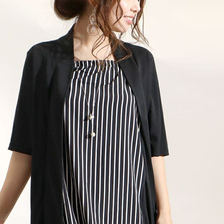 大きいサイズ レディース ストライプ柄フェイクワンピース　u2-0039