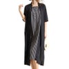 大きいサイズ レディース ストライプ柄フェイクワンピース　u2-0039 ブラック