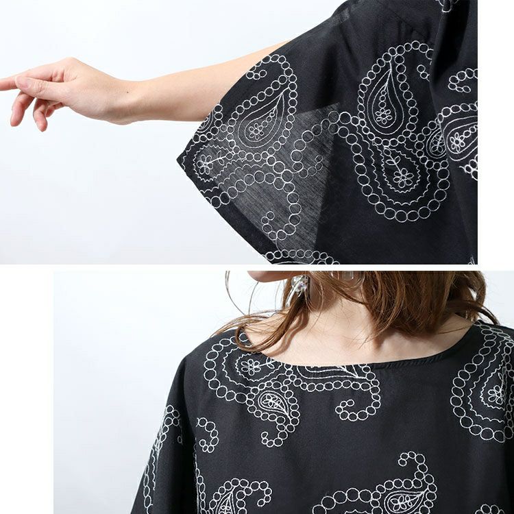 大きいサイズ レディース ペイズリー柄刺繍ブラウジングチュニック　u2-0036